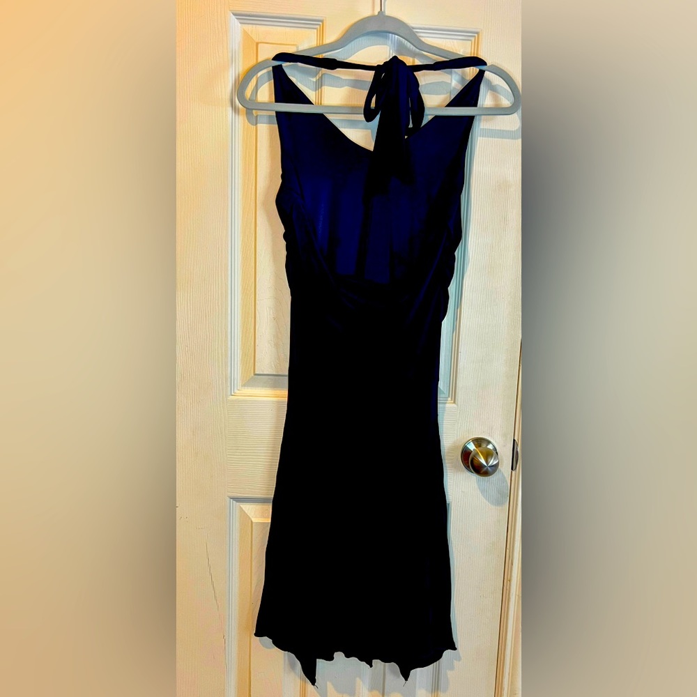 Akoya Black Halter dress with Pleats. EUC